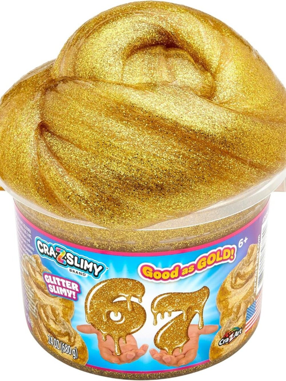 Slime Bucket, 24 oz Gold Glitter